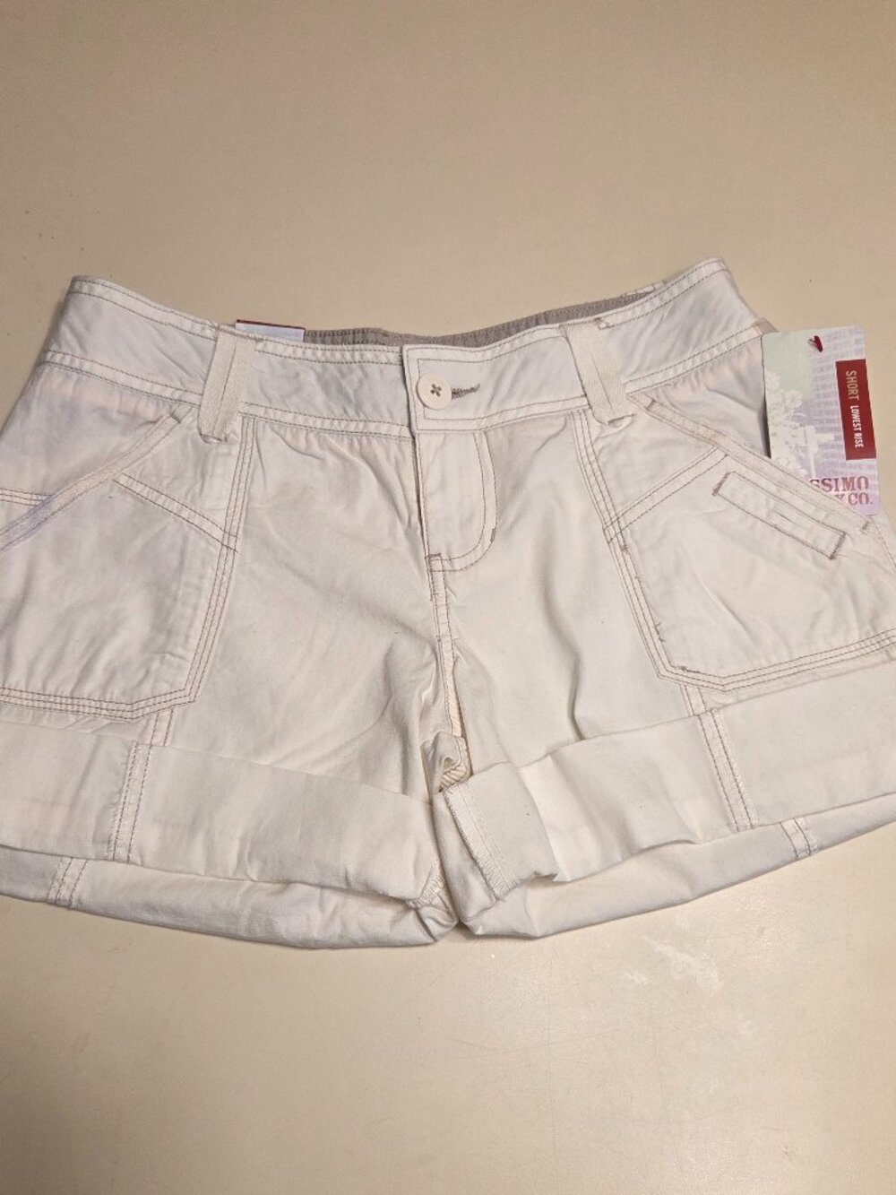 Mossimo Beige Low Rise Rolled Hem Shorts